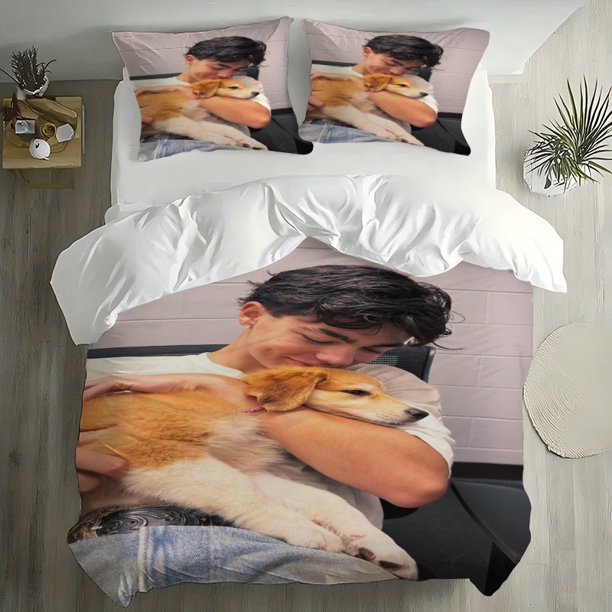 3pcs MB-barton Cozy Puppy Companion Themed Digital Print Bedding Set Polyester Anti-Pilling