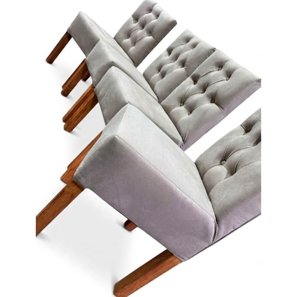 pack de 4 sillas gris capitone felpa