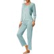 thumbnail image 4 of INSPIRE CHIC Conjunto de Pijama de Mujer de Rayón con Manga Larga y Cuello con Muesca, Ropa de Dormir con Ribete en Contraste, Conjunto de Pantalones Suaves para Estar en Casa M Azul Claro, 4 of 6