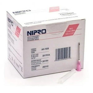 Nipro - Aguja Hipodermica 18G X 1 1/2 Caja 100 Unidades