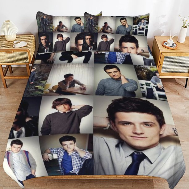 Josh Hutcherson Bedding Set Duvet Cover Comfortable and Lightweight Cartoon Bedding 3 Piece Bed Set