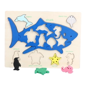 Bothyi - Rompecabezas De Madera Elegantes Con Coordinación Ojo-Mano, Tablero De Emparejamiento Para Niños De 3 Años En Adelante, Ballena