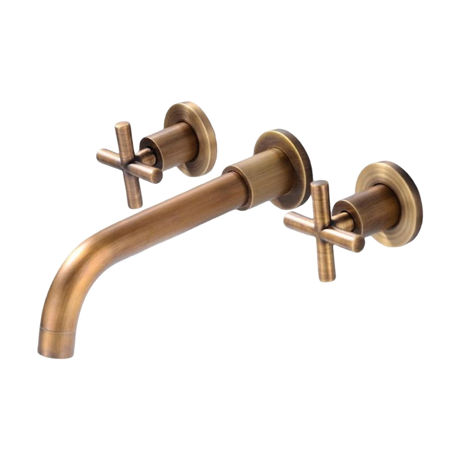 Magideal - Lavabo Del Baño Grifo Del Fregadero Caño Giratorio Bañera Grifo De Agua Fría Y Caliente Grifo Mezclador De Cocina Grifo De Lavabo Montado En La Pared Bronce