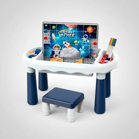 Mesa Y Silla Didactica 6 En 1 Puzzle Pizarra Dibujos 160pcs
