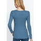 thumbnail image 3 of Saronite Camiseta Térmica Básica de Algodón Acanalado con Cuello en V, Manga Larga y Tapeta, Azul Acero (para Mujer), 3 of 4