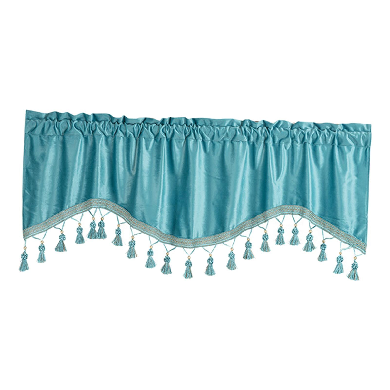 Magideal - Cortina De Ventana De Bolsillo Para Barra, Cortinas De Ventana Pequeña, Cenefa, Tratamientos De Ventana Pequeña Transpirable, Cortinas De Nivel Corto Azul