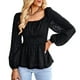 thumbnail image 1 of Blusa informal de manga larga con farol para mujer, cuello ancho, espalda descubierta y dobladillo holgado para todas las estaciones., 1 of 6