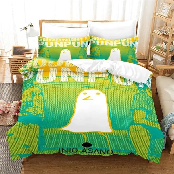 Goodnight Punpun Oyasumi Bedding Set,Duvet Cover Comforter Bed Set Quilt Cover Pillowcase,King Queen Twin Size Boys Girls AdultsBed Sheets