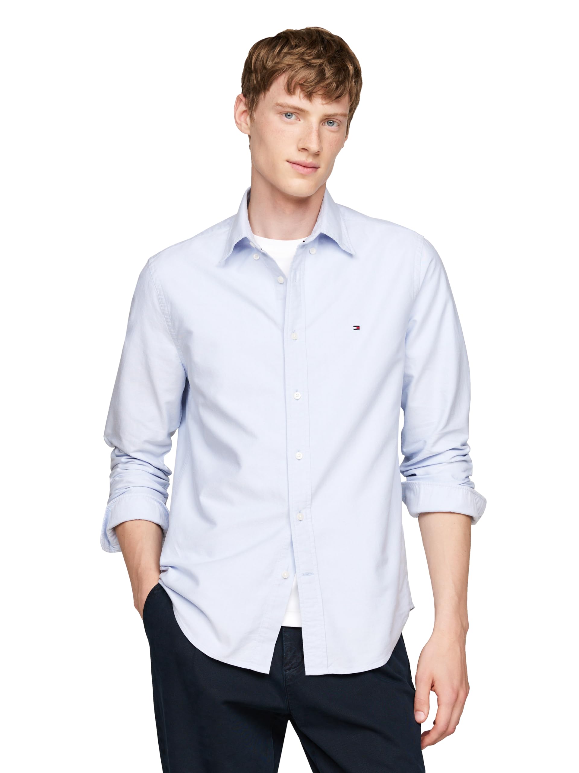 Camisa Tommy Hilfiger Heritage Oxford Solid Regular Para Hombre