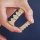 thumbnail image 4 of Grillz de vampiro dorado y plateado estilo hip hop para tus dientes, chapado en oro de 14 quilates, con diamantes de circonita cúbica, para hombres y mujeres, con barras de moldeado adicionales., 4 of 6