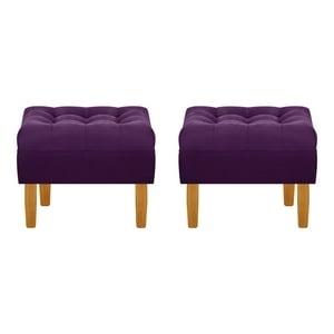 Bodevir - Set Pouf Wood 1C Felpa 04 Morado