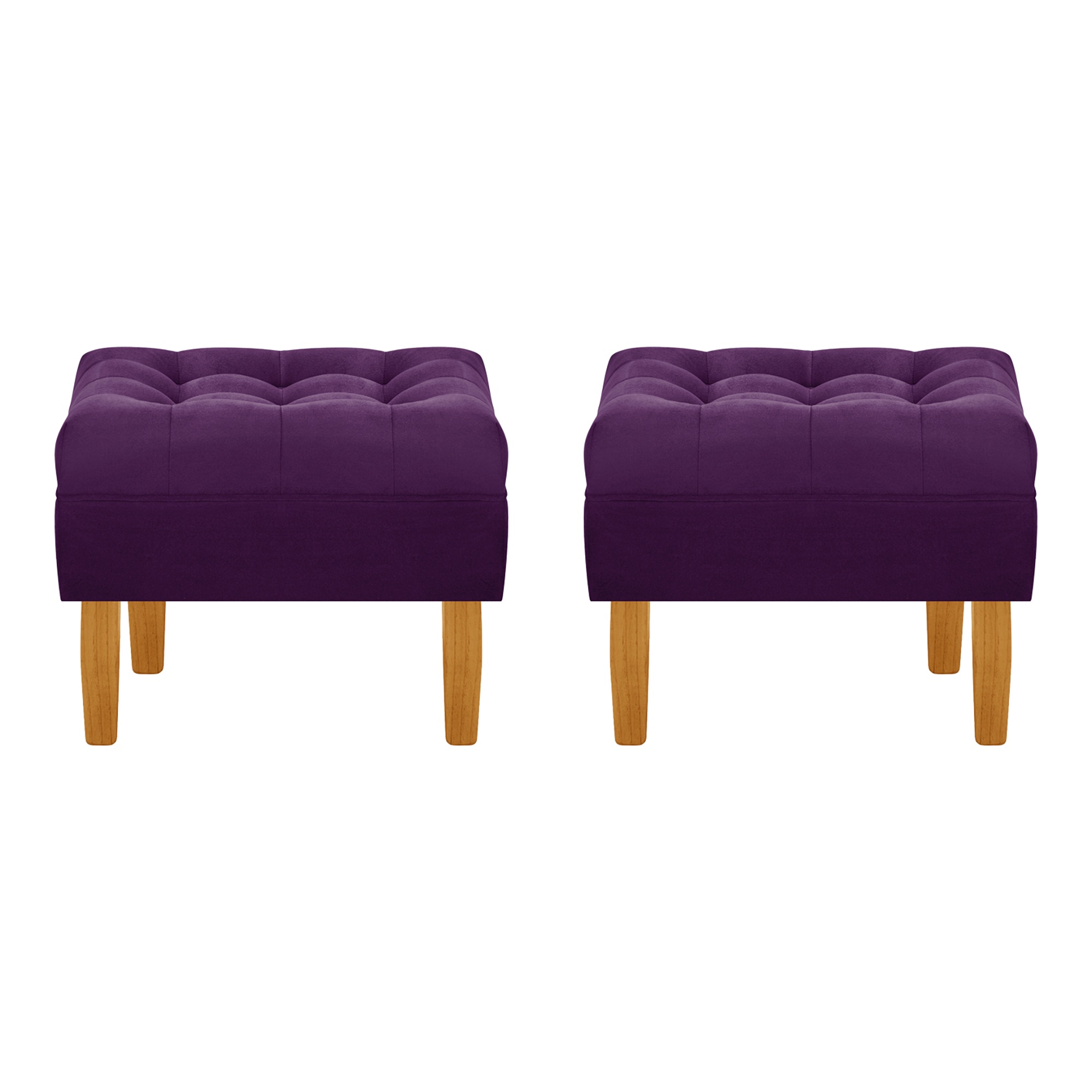 Bodevir - Set Pouf Wood 1C Felpa 04 Morado