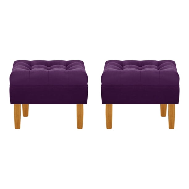 Set Pouf Wood 1c Felpa 04 Morado