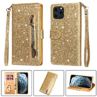 Funda Para Foxdock Elegante Funda Iphone 12 Pro/Iphone 12 Glitter Con Cremallera-Ideal Para El Uso Diario