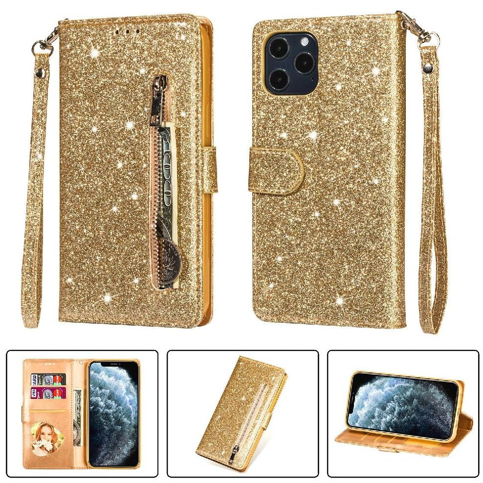 Funda Para Foxdock Elegante Funda Iphone 12 Pro/iphone 12 Glitter Con Cremallera-ideal Para El Uso Diario
