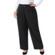 thumbnail image 4 of Pantalones de traje de cintura alta con doble botón para mujer de talla grande Agnes Orinda, frente plisado elástico, pierna ancha recta, pantalón de negocios con bolsillos 4X negro, 4 of 6