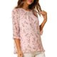 thumbnail image 4 of INSPIRE CHIC Camisas de Mujer de Manga 3/4 Blusas de Chifón Floral Rosa-Naranja Floral M, 4 of 7