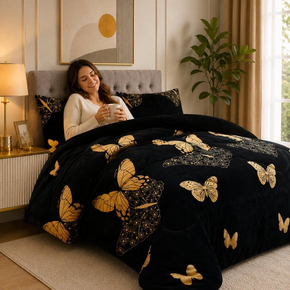 Cubrecama de Invierno Plush con Chiporro King Color Negro 247