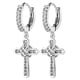 thumbnail image 3 of Pendientes , material de 14K chapado en oro Pendientes pequeños Pendientes de tuerca para hombres Mujeres Graduación Bodas Navi , Plata 1.1x0.39 pulgadas, 3 of 5