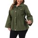 thumbnail image 4 of Agnes Orinda Chaqueta Utility para Mujer Talla Grande con Cuello, Cremallera, Broches, Cintura con Cordón, Anorak con Bolsillos, Abrigo Cargo 1X Verde Militar, 4 of 6