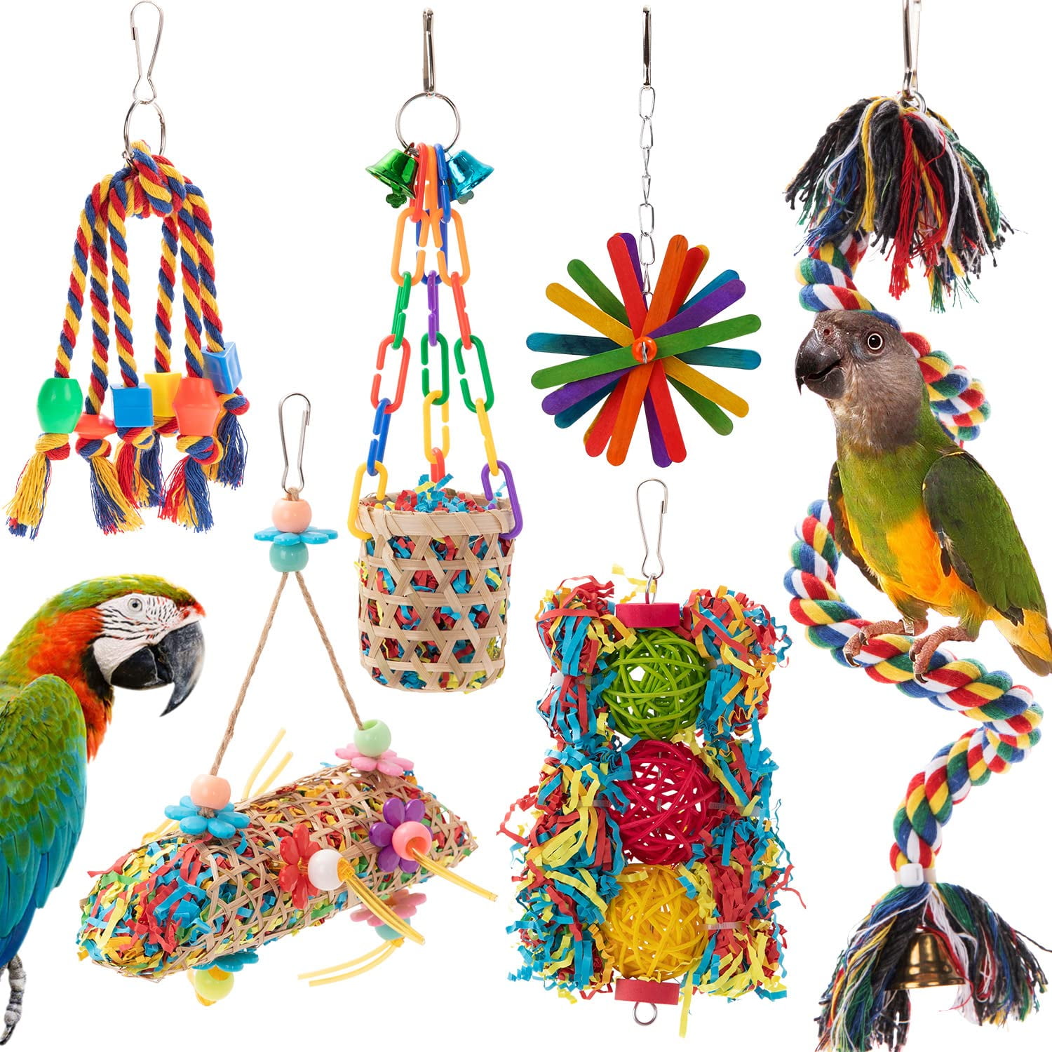 Juguetes para aves RLRICH pack de 6 colores para masticar y forrajear