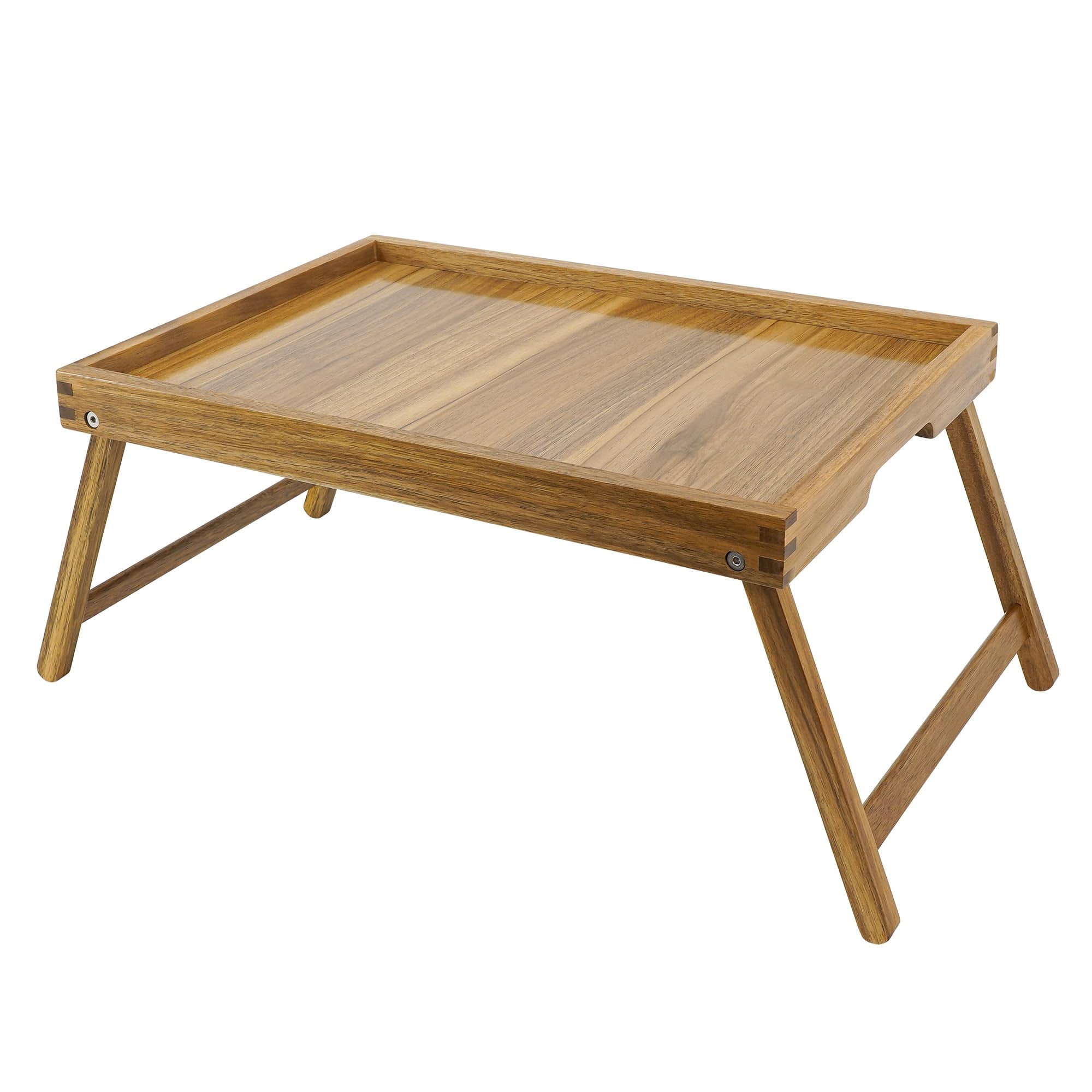 Bandeja De Cama Vaefae De Madera De Acacia Con Patas Plegables, 50 X 33 Cm