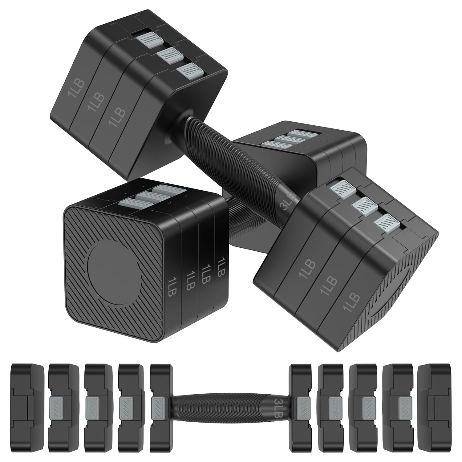 Mancuernas Ajustables Hezeyferg De 3 A 11 Lb, Juego De 22 Lb