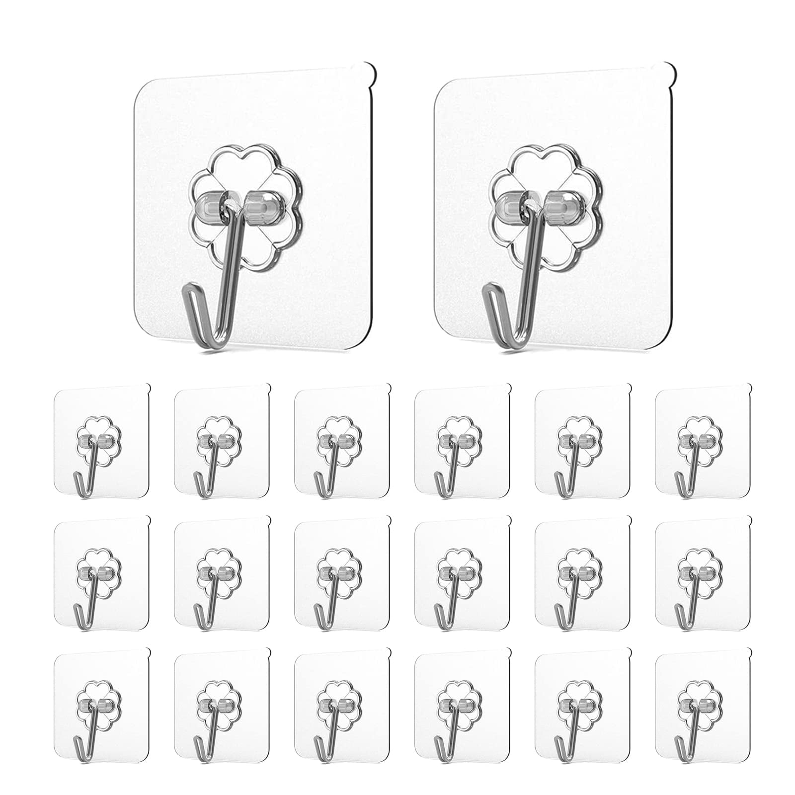 Ganchos Adhesivos Adove, 20 Unidades, Alta Resistencia, 10 Kg, Impermeables