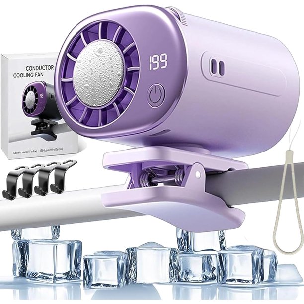 Ventilador clip coche LED 100 velocidades ajustable USB recargable gimnasio playa