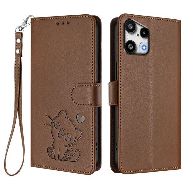 Funda Volteable con Diseño de Gato para Nothing Phone 3A Lite, Marrón