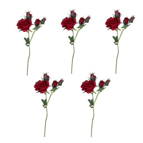 Bothyi - 5X Flores Artificiales Centros De Mesa Flor Falsa Para La Decoración Del Banquete De Boda Rojo