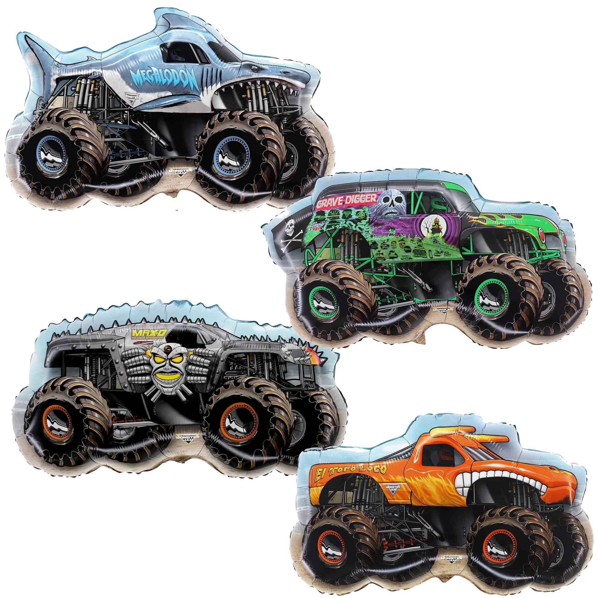 Globos De Aluminio Toyland®, Paquete De 4 Unidades, Monster Jam Truck