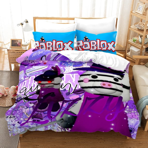 Kids Roblox bedding duvet quilt cover + pillowcase bedding set 3-Piece Bedding Set (1 Duvet Cover + 2 Pillow Shams)