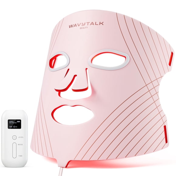 Máscara facial LED wavytalk de terapia con luz roja – Rosa
