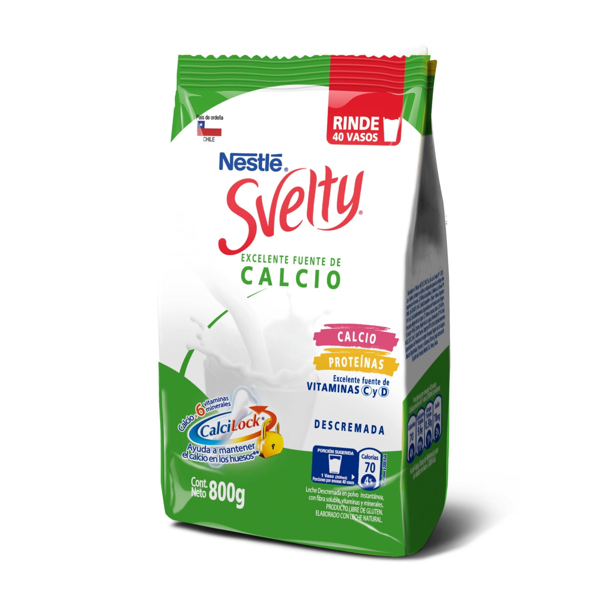 Leche En Polvo Descremada Calcilock Bolsa 800 g Svelty