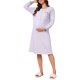 thumbnail image 4 of Camisón de Lactancia para Maternidad INSPIRE CHIC para Mujeres, Vestido de Dormir de Algodón Suave con Mangas Largas, Sujetador Incorporado, Bolsillos y Tapeta de Botones a la Mitad XL Púrpura, 4 of 6