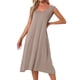thumbnail image 1 of INSPIRE CHIC Vestido largo de dormir de algodón para mujer con bolsillos, suave, sin mangas, cuello redondo, camisón, ropa de estar, L Beige, 1 of 6