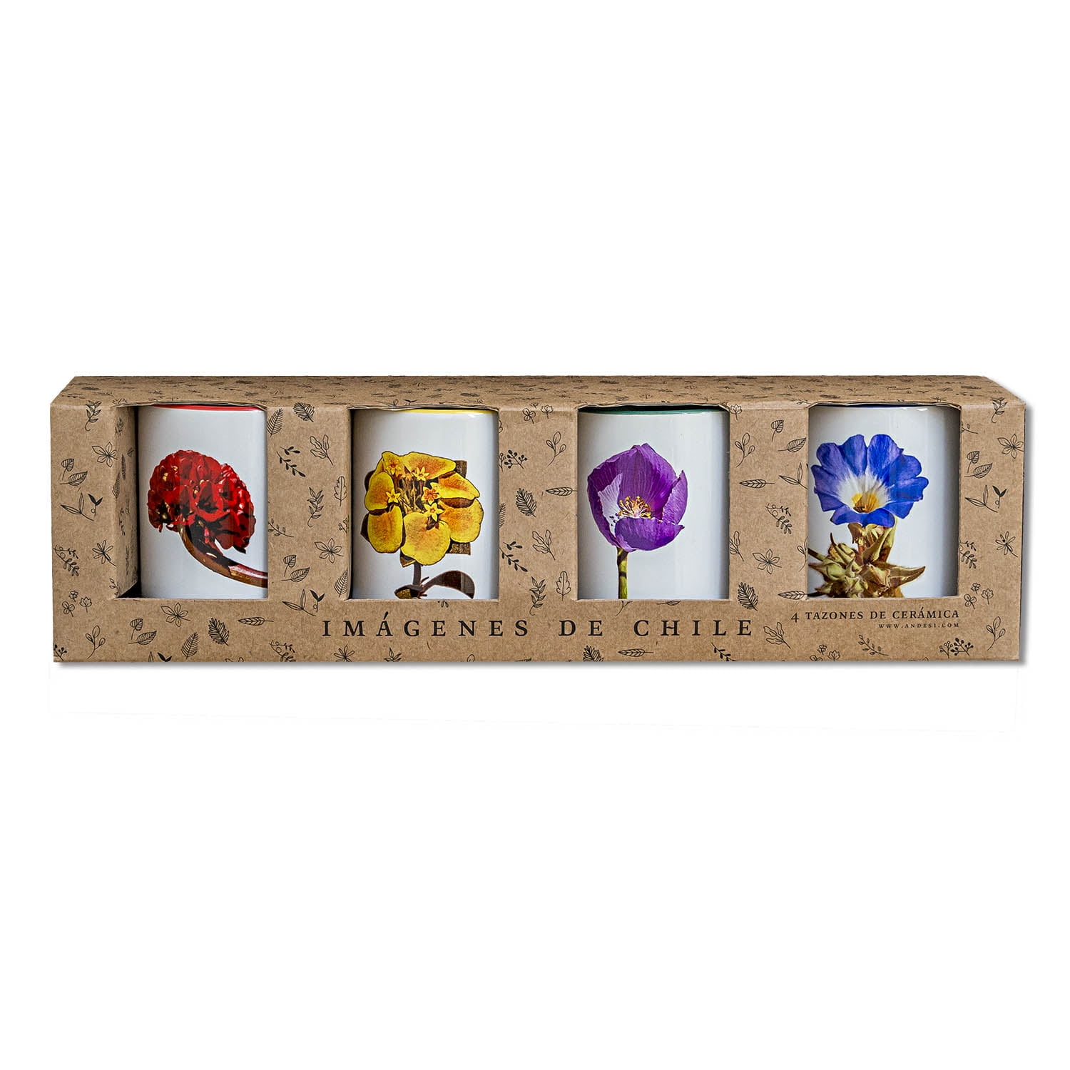 Andes1 - Set De 4 Tazas De Flores N°2