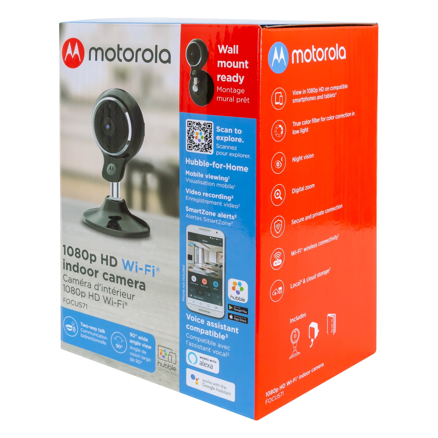 Motorola - Camara Wifi Interior Fija Focus 71 Open Box