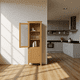 thumbnail image 3 of Vitrinero Esquinero "Roma" Vitrina de Madera con Cristal - Natural - 60x35x180 cm, 3 of 3
