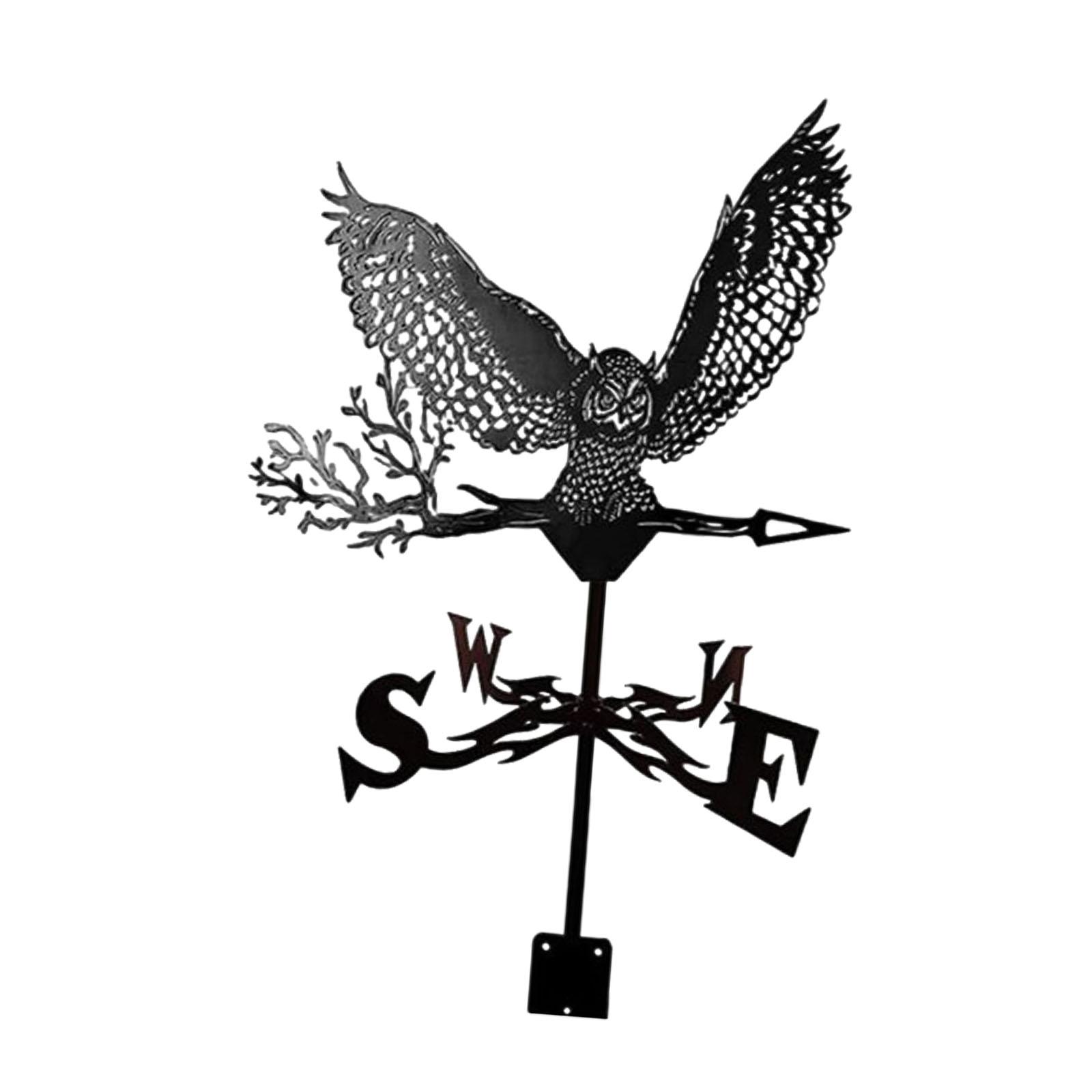 Magideal - Veleta De Metal Con Forma De Búho, Decorativa, De Fácil Instalación, Con Escultura De Viento Y Indicador De Dirección Del Viento Para Techo Y Césped.