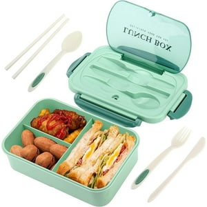 Genérico - Lonchera Hermética Verde Con Compartimentos Y Cubiertos