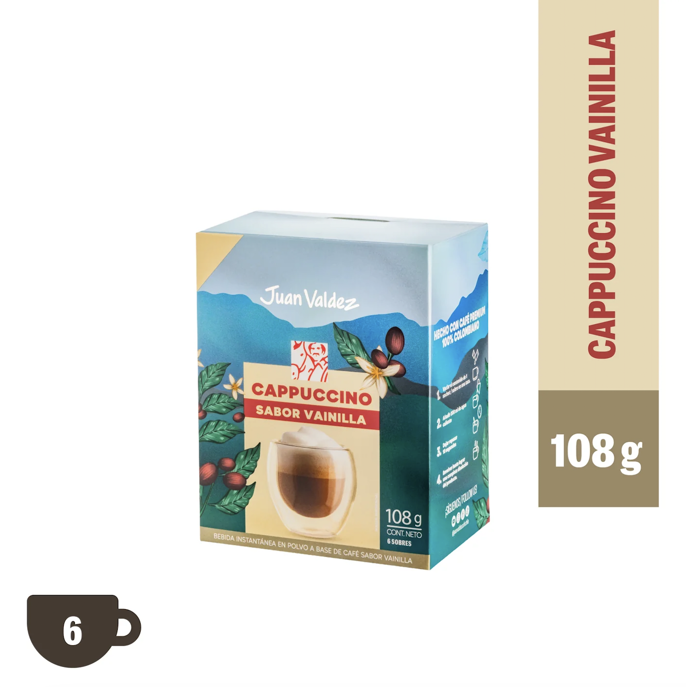 Mixes Café Juan Valdez Cappuccino Vainilla 6 Un.