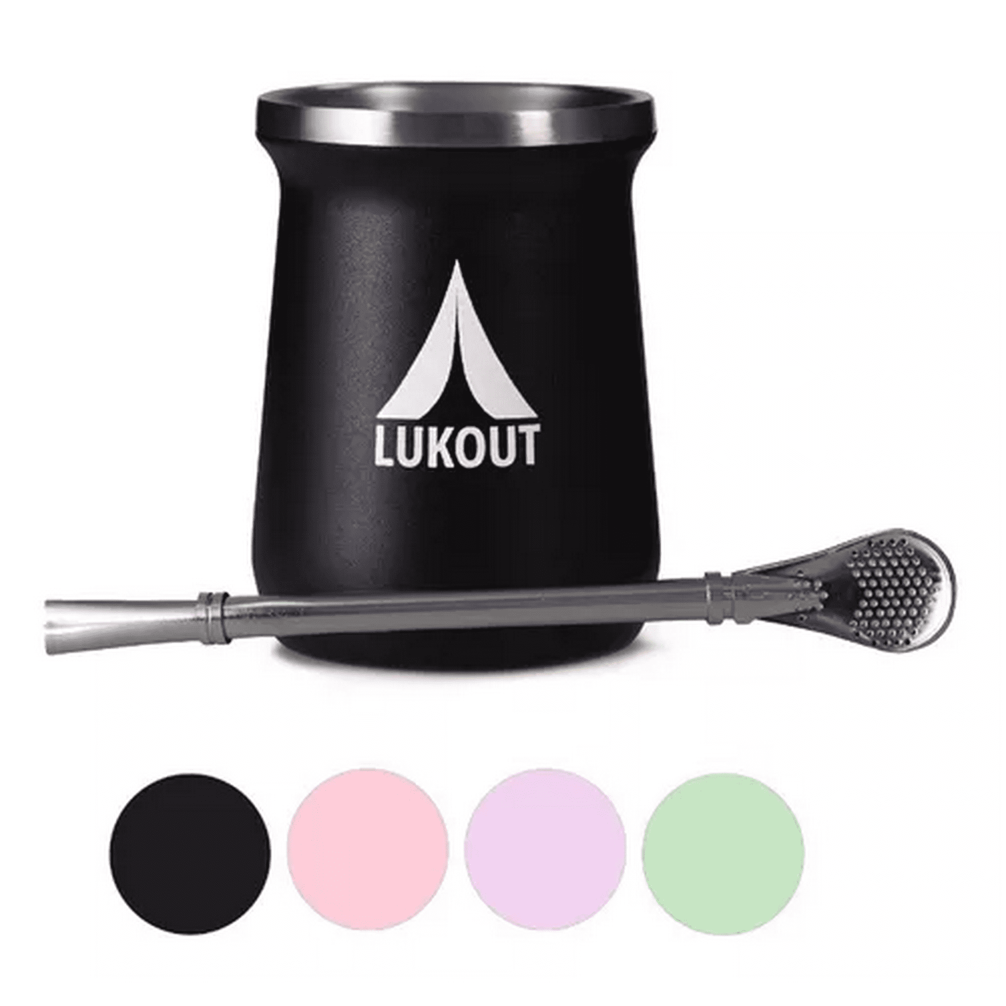 Genérico - Mate Lukout De 236 Ml + Bombilla Color Negro