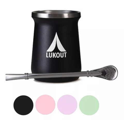 Genérico - Mate Lukout De 236 Ml + Bombilla Color Negro