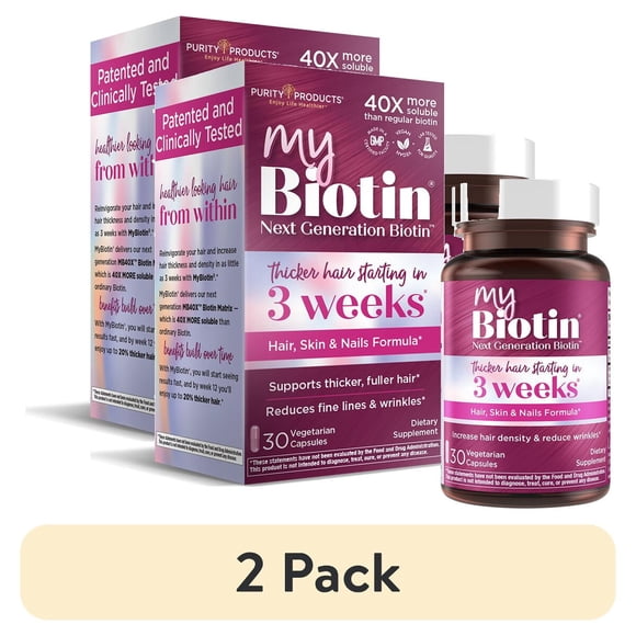 Suplemento Purity Products MyBiotin 10.000mcg 2 Pack 60 Cápsulas