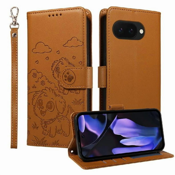 Funda Billetera FOXDOCK Compatible con Google Pixel 9A, Diseño Perrito Tierno, Ranuras para Tarjetas y Soporte Plegable