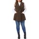 thumbnail image 2 of Agnes Orinda Conjuntos de Halloween Chaleco de Pana para Mujer Tallas Grandes Chaleco de Otoño sin Mangas con Solapa y Doble Botonadura con Bolsillo 1X Marrón Oscuro, 2 of 6