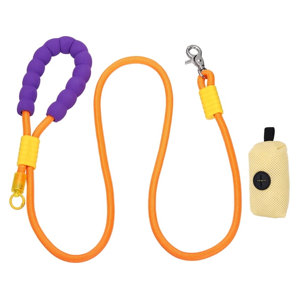 Correa para perro Uxcell con manos libres acolchadas, correa de entrenamiento para perros ajustable de 4.9 pies/1.5 m, cuerda resistente sin tirones (naranja, bolsa beige)