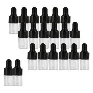 Ioensy - 20 Unidades De Botellas Cuentagotas De Vidrio Vacías, Contenedores Para Aceites Perfumados, Líquidos, Negro, 1Ml